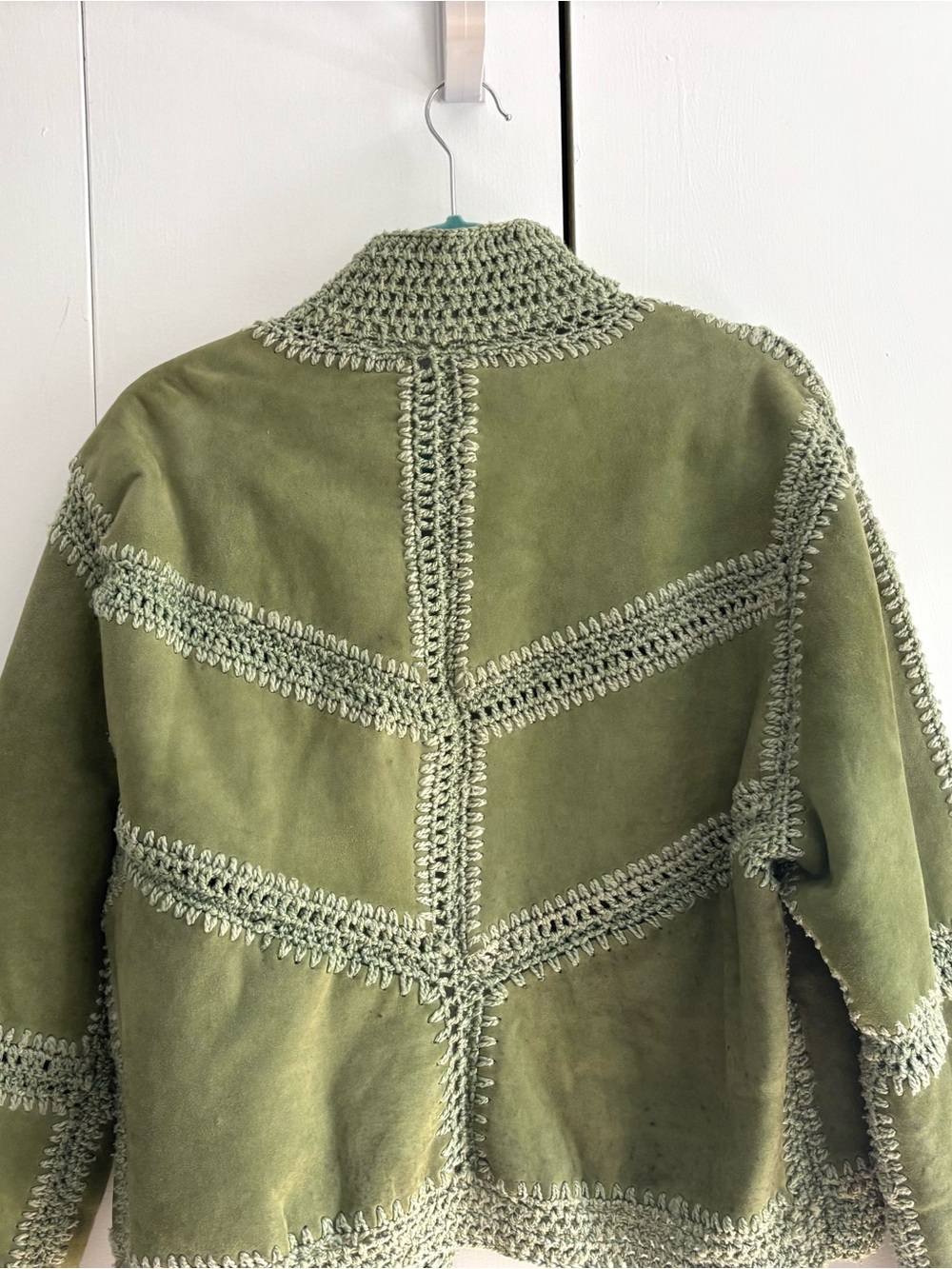Free People Green Suede Adele Crochet Jacket Size Small - Picture 12 of 14